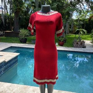 SOLD Authentic vintage 1970s Saks fifth avenue red sweater dress